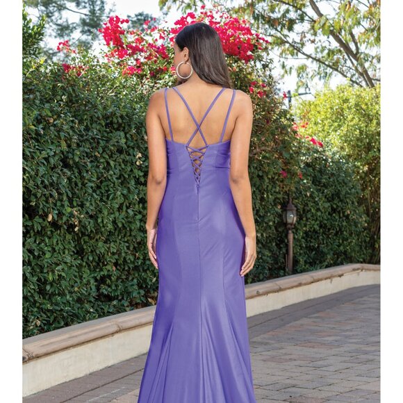 New Sleeveless Sheath Rhinestones Embellished Prom Dress w/ Lace Up Back DQ 4274 - Picture 4 of 9
